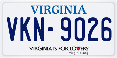 VA license plate VKN9026