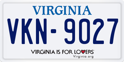 VA license plate VKN9027