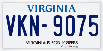VA license plate VKN9075