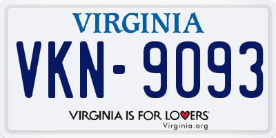 VA license plate VKN9093