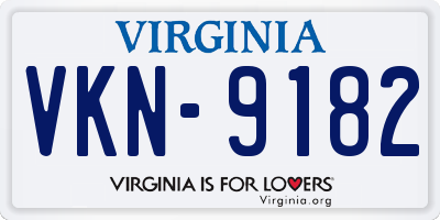 VA license plate VKN9182