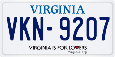 VA license plate VKN9207