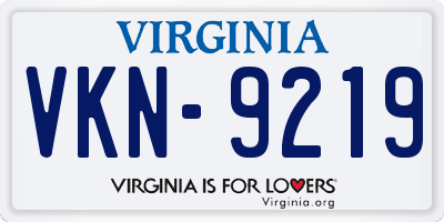 VA license plate VKN9219