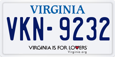 VA license plate VKN9232