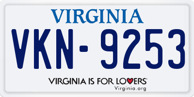 VA license plate VKN9253