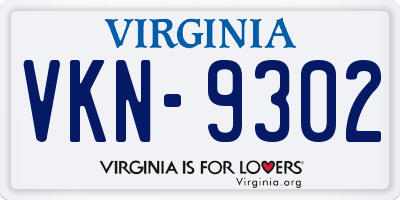 VA license plate VKN9302