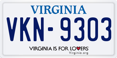 VA license plate VKN9303