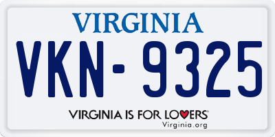 VA license plate VKN9325
