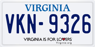 VA license plate VKN9326
