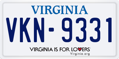 VA license plate VKN9331