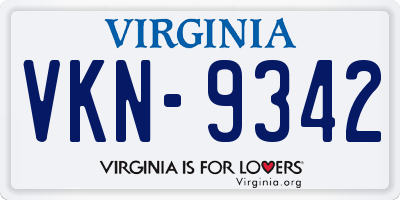 VA license plate VKN9342