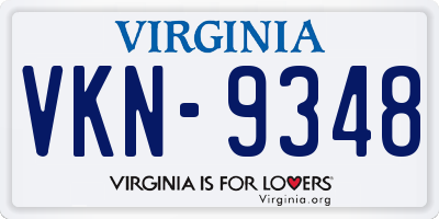 VA license plate VKN9348