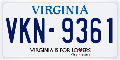 VA license plate VKN9361