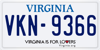 VA license plate VKN9366