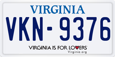 VA license plate VKN9376