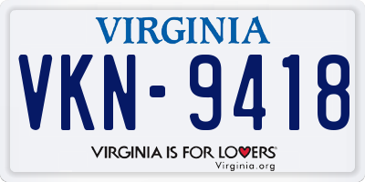 VA license plate VKN9418