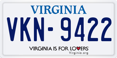 VA license plate VKN9422