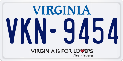 VA license plate VKN9454