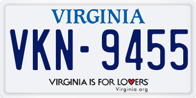 VA license plate VKN9455