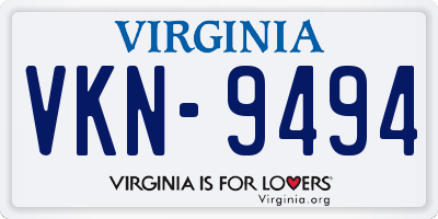 VA license plate VKN9494