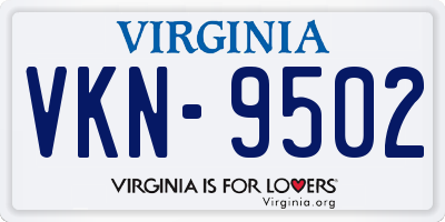 VA license plate VKN9502