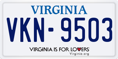 VA license plate VKN9503