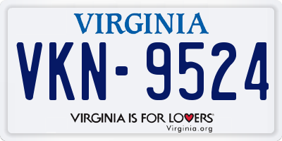 VA license plate VKN9524