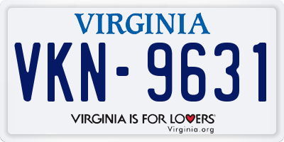 VA license plate VKN9631