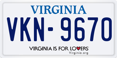 VA license plate VKN9670