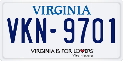 VA license plate VKN9701