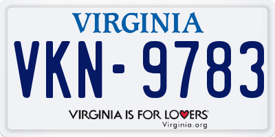 VA license plate VKN9783