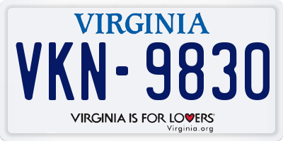 VA license plate VKN9830