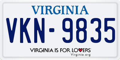 VA license plate VKN9835