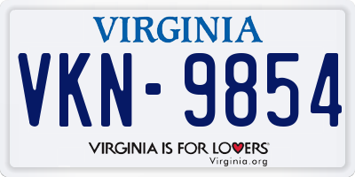 VA license plate VKN9854