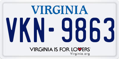 VA license plate VKN9863