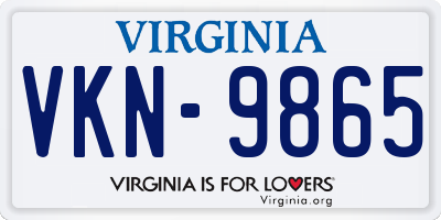 VA license plate VKN9865
