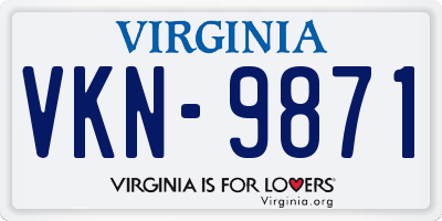 VA license plate VKN9871