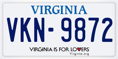 VA license plate VKN9872