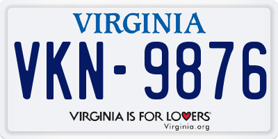 VA license plate VKN9876