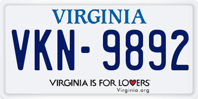 VA license plate VKN9892