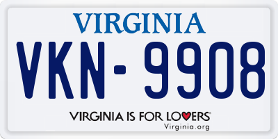 VA license plate VKN9908