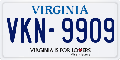 VA license plate VKN9909