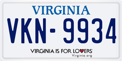 VA license plate VKN9934
