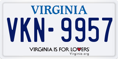 VA license plate VKN9957