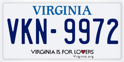 VA license plate VKN9972