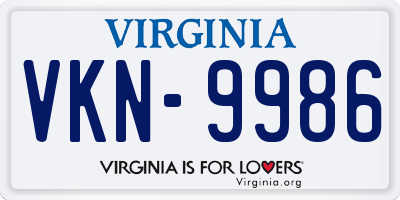 VA license plate VKN9986