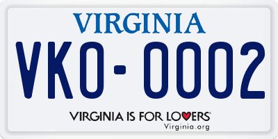 VA license plate VKO0002