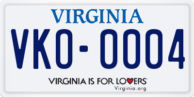 VA license plate VKO0004
