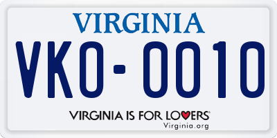 VA license plate VKO0010