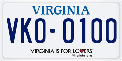 VA license plate VKO0100